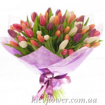 Микс из 75 разноцветных тюльпанов